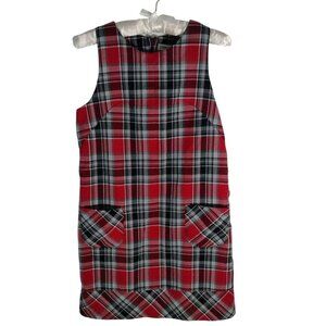 Vintage Cherokee Girls Plaid Jumper Dress Size 14/16 Schoolgirl Academia Pockets